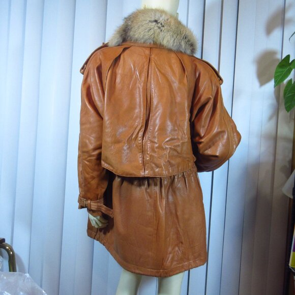 Vintage Damselle Made in USA Womens Leather Jacket Coat S Fur Collar ThermoLite - Picture 8 of 16